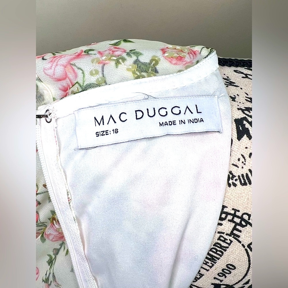 Mac Duggal Floral Midi Dress - White and Pink - Picture 14 of 16